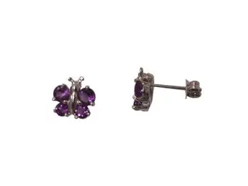 

Earrings amethysts Gold shaped white butterflies