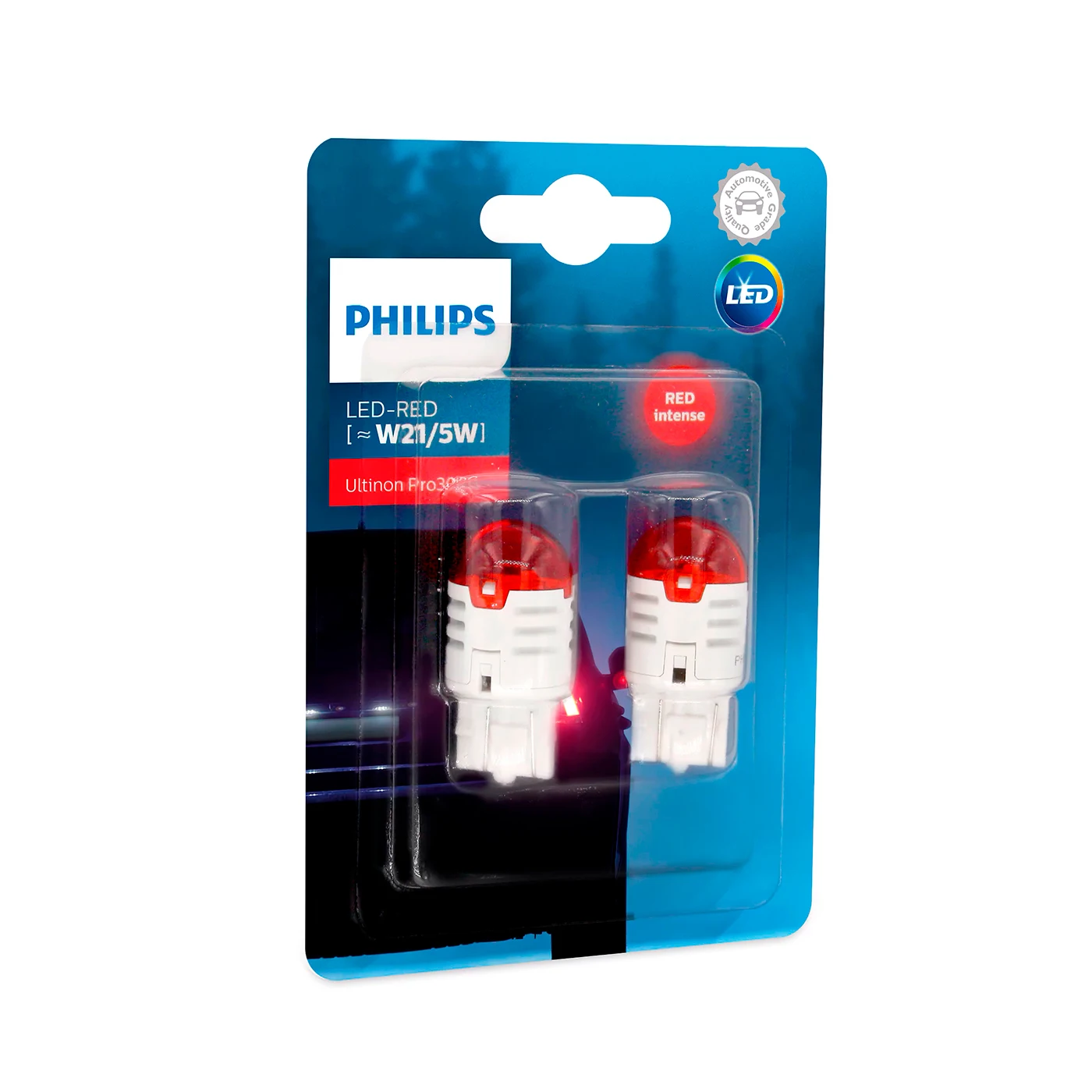 Лампа светодиодная Philips Ultinon Pro3000 SI W21/5W 12В 0 8/1 75 Вт W3x16q красный 2 шт. (блистер) |