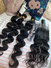 Beaudiva-extensiones de pelo ondulado brasileño con Frontal, extensiones de cabello humano de 34 y 36 pulgadas con cierre Frontal de malla