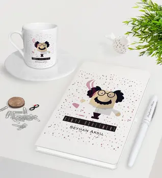 

Personalized Chemistry Teacher White Notebook Pen Turkish coffee Cup Seti-3
