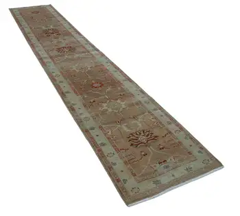 

78x415 Cm Beige Handmade Oushak Runner Rug-3x14 Ft