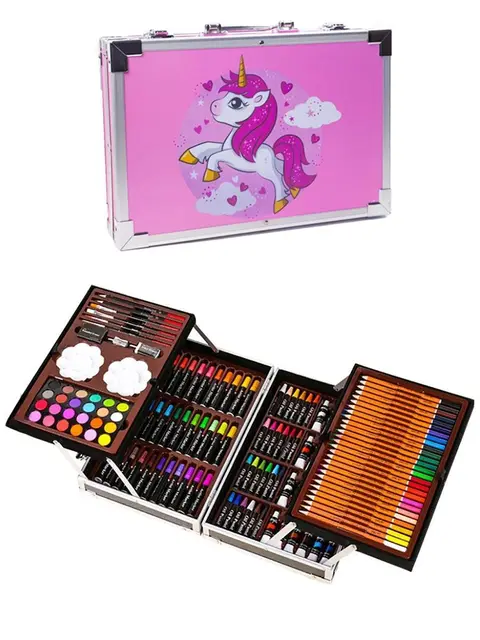 145pc Artists Aluminium Art Case Colouring Pencils Painting Set Childrens/ adults Pink Art Set Silver Art Kit Choose: 