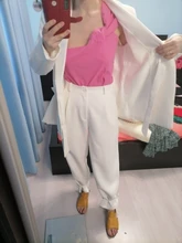 Blazer Leg-Pants Two-Piece-Set TWOTWINSTYLE Long-Sleeve White Wide Casual Women Female