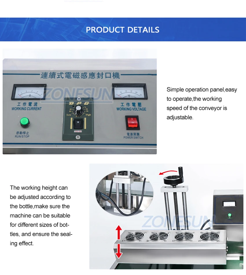 ZONESUN ZS-FK6000A 15-80mm Air Cooled Continuous Electromagnetic Induction Sealing Machine