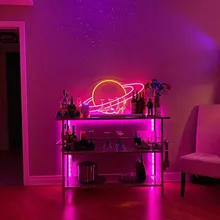 

Planet Saturn Neon Sign Custom Neon Sign Space Sign Wall Decor Space Lamp Home Room Art Decor Flex Led Light Streamer Backdrop