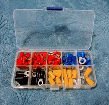 Kit de Terminal de anillo (102 Uds. 10 tipos RV) Juego de conector de engarce eléctrico con caja, cable de cobre aislado cable Pin End Butt