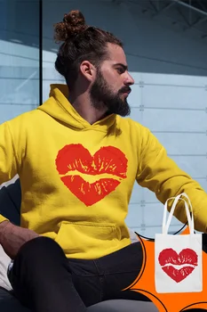 

Angemiel Wear Kiss Yellow Men 'S Hooded Sweatshirt Bags Kombin