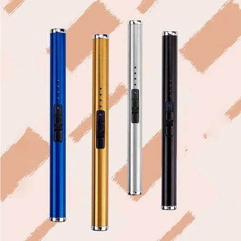 

USB Long Electric Rechargeable Kitchen Lighter Windproof Cigarette Plasma Lighters Pulsed Arc Flameless BBQ Candle Lighters