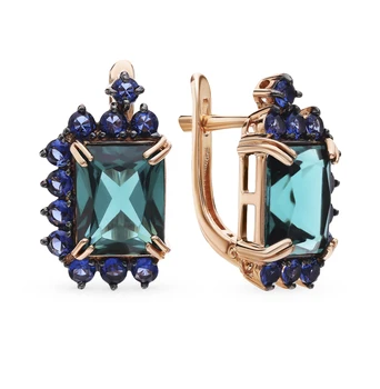 

Gold earrings with tourmaline and nano-spindles sunlight sample 585