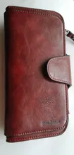 Billetera de cuero para mujer, monedero VINTAGE triple para teléfono móvil, monedero femenino