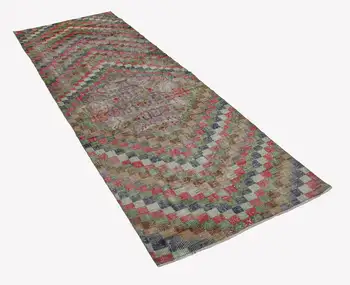 

96x272 Cm Multicolor Handmade Bohemian Rug-3x9 Ft