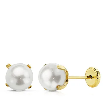 

Earrings 9k Gold Pearl nut 6mm. Girl locking nut