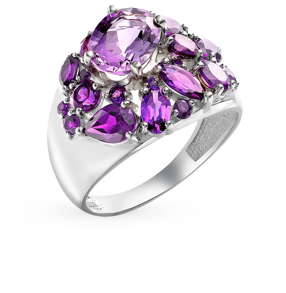Серебряное кольцо с аметистом SUNLIGHT проба 925