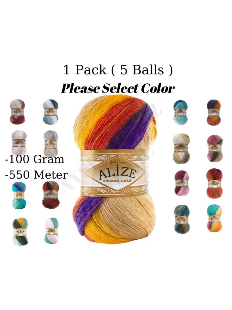 

Thread 1 Pack ( 5 Balls ) Alize Angora Gold Batik Hand Knitting Yarn ( %20 Wool %80 Acrylic ) 100 Gram 550 Mt Crochet Tool Kit