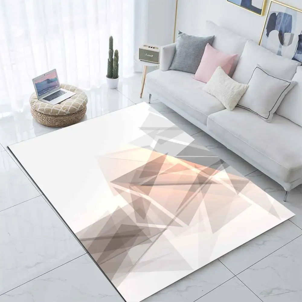 Еще коричневые белые геометрические полосы Nordec 3d печать Нескользящая микрофибра Гостиная декоративный современный моющийся коврик