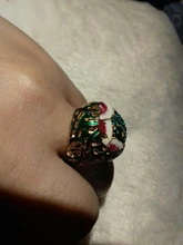 Joyería de estilo Retro dorado para mujer, anillo pintado a mano con aceite, joyería