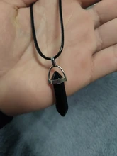 Colgante de cristal Natural con forma de columna Hexagonal para mujer, colgante de piedras, cadena de cuero, joyería