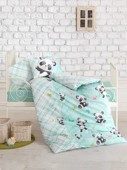 

BEBEK NEVRESİM TAKIMI %100 PAMUK Bebek Nevresim Çarşaf Yastık Kılıfı + El Örgüsü Bebek Patiği Hediyedir (Model : Panda Mint)