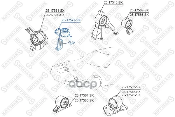 25-17577-Sx_подушка Двигателя Правая! Mitsubishi Outlander Cu# 2002-2006 Stellox 2517577sx Stellox арт. 2517577SX