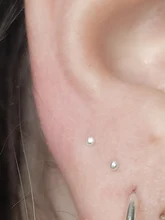 La Monada-pendientes tipo botón de plata fina para mujer, dos bolas, joyería fina de plata 925, pendientes de plata 925 para mantener el Piercing