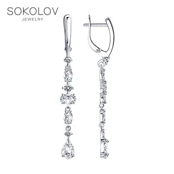 

SOKOLOV Silver drop earrings with stones with cubic zirconia fashion jewelry silver 925 women's/men's, male/female, long earrings, women's male