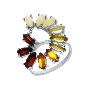 

Silver ring with amber sunlight sample 925 test