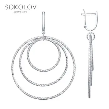

SOKOLOV Silver drop earrings with diamond face fashion jewelry silver 925 women's male, long earrings