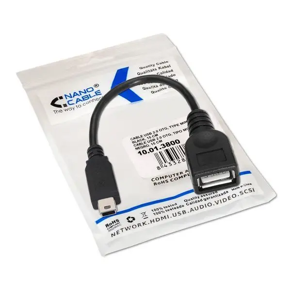USB 2,0 A к Micro USB B Кабель NANOCABLE 10.01.3800 15 см черный