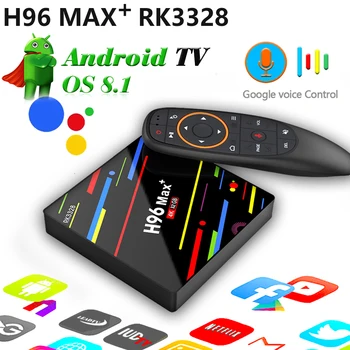 

H96 Max+ Android 9.0 TV Box Quad Core RK3328 H.265 Ethernet Built-in WiFi Dual Band USB3.0 Youtube Smart Voice Control 4K TV Box