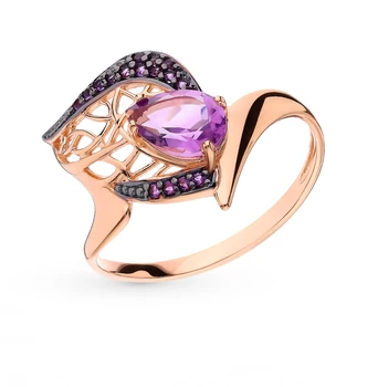 

Gold ring with amethyst and cubic zirconia sunlight