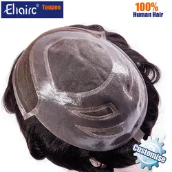 VERSALITE Toupee Men Lace & Pu Breathable Toupee Wigs For Men Male Hair Prosthesis 100% Natural Human Hair Men's fashion Wig