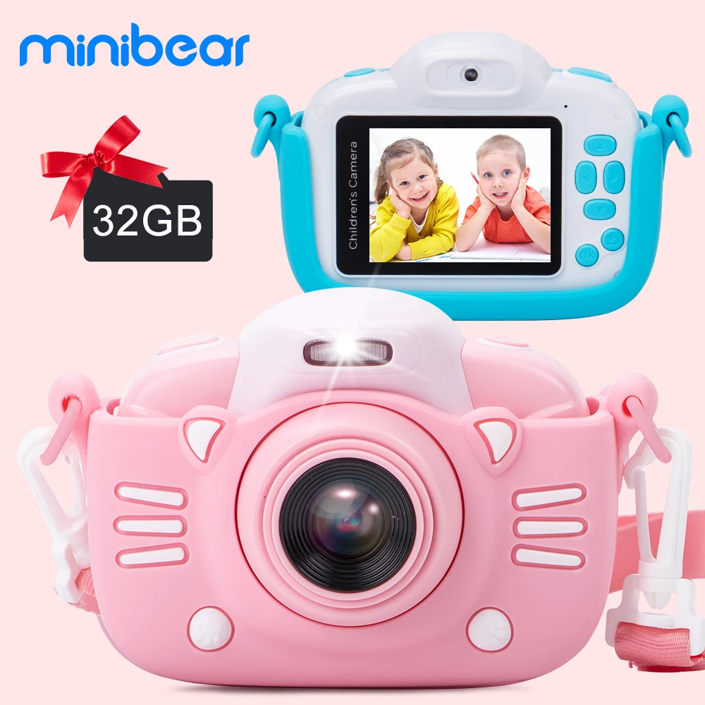 Minibear الأطفال كاميرا للأطفال كاميرا رقمية للأطفال 1080P HD لعبة كاميرا  فيديو للأطفال هدية عيد ميلاد للبنين فتاة _ - AliExpress Mobile
