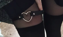 Tobillera de piel sintética con cabeza de gatito, cadena para las piernas, con corazón Sexy, Punk, amor, liga para las piernas, arnés redondo, negro, ajustable