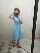 VITIANA-vestido Midi informal para mujer, vestido largo Midi liso en blanco y azul con encaje, sin mangas, elegante para fiesta de verano, 2018