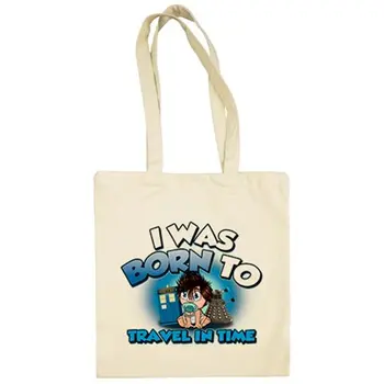 

Cloth bag I was born to travel in time spoof tenth Baby Doctor TARDIS