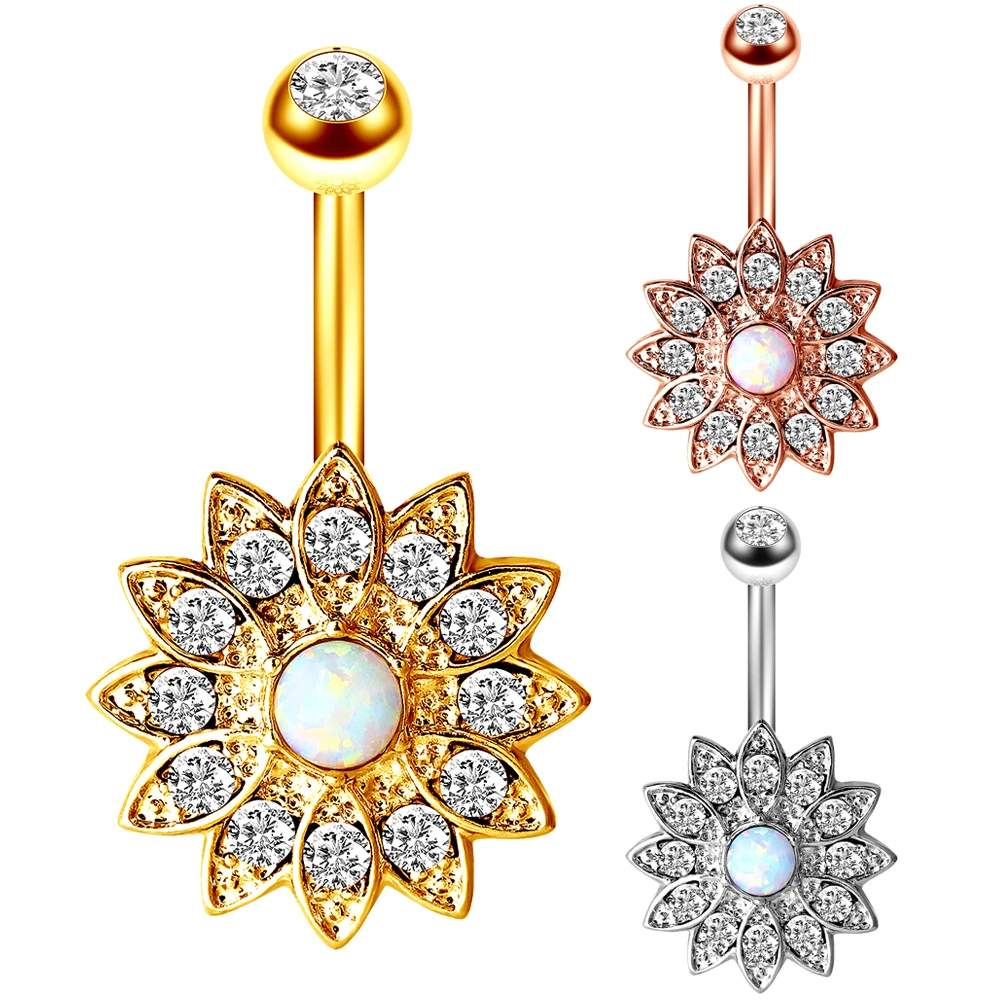 YHmall Lot De 9 Piercings Nombril En Acier Inox 316L - Strass Cristal - Boucles Ventre