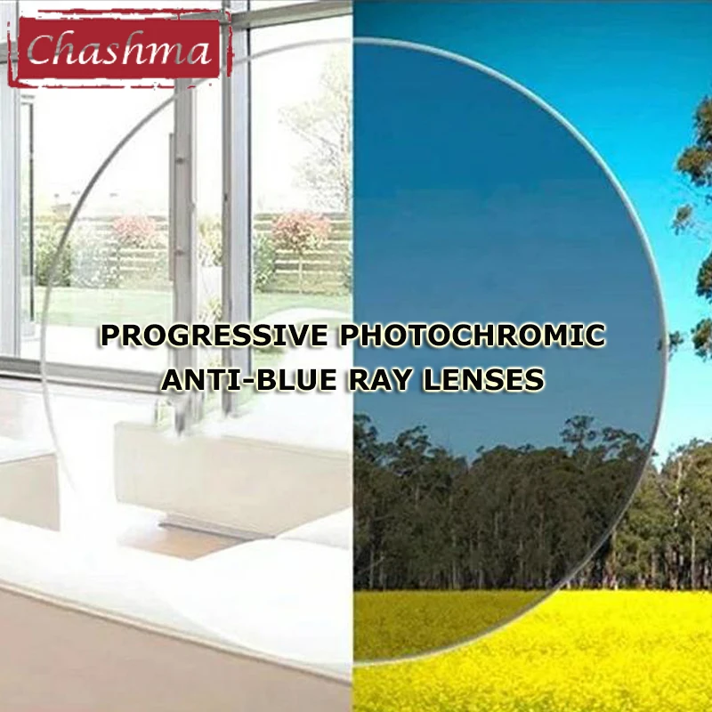 Digital Anti Blue Ray Progressive Photochromic Lenses Free Form Wide Field Chameleon Lens Dark Sunglasses Close and Far