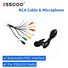 ESSGOO RCA 케이블, 안드로이드 라디오 서브우퍼 출력 와이어, 마이크 인터페이스 라인, 자동차 라디오용, 3.5mm 마이크 케이블, 20 핀