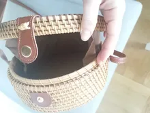 Bolso de mimbre tejido para mujer, mochila pequeña con bandoleras cruzadas de mimbre tejida a mano, perfecto para verano