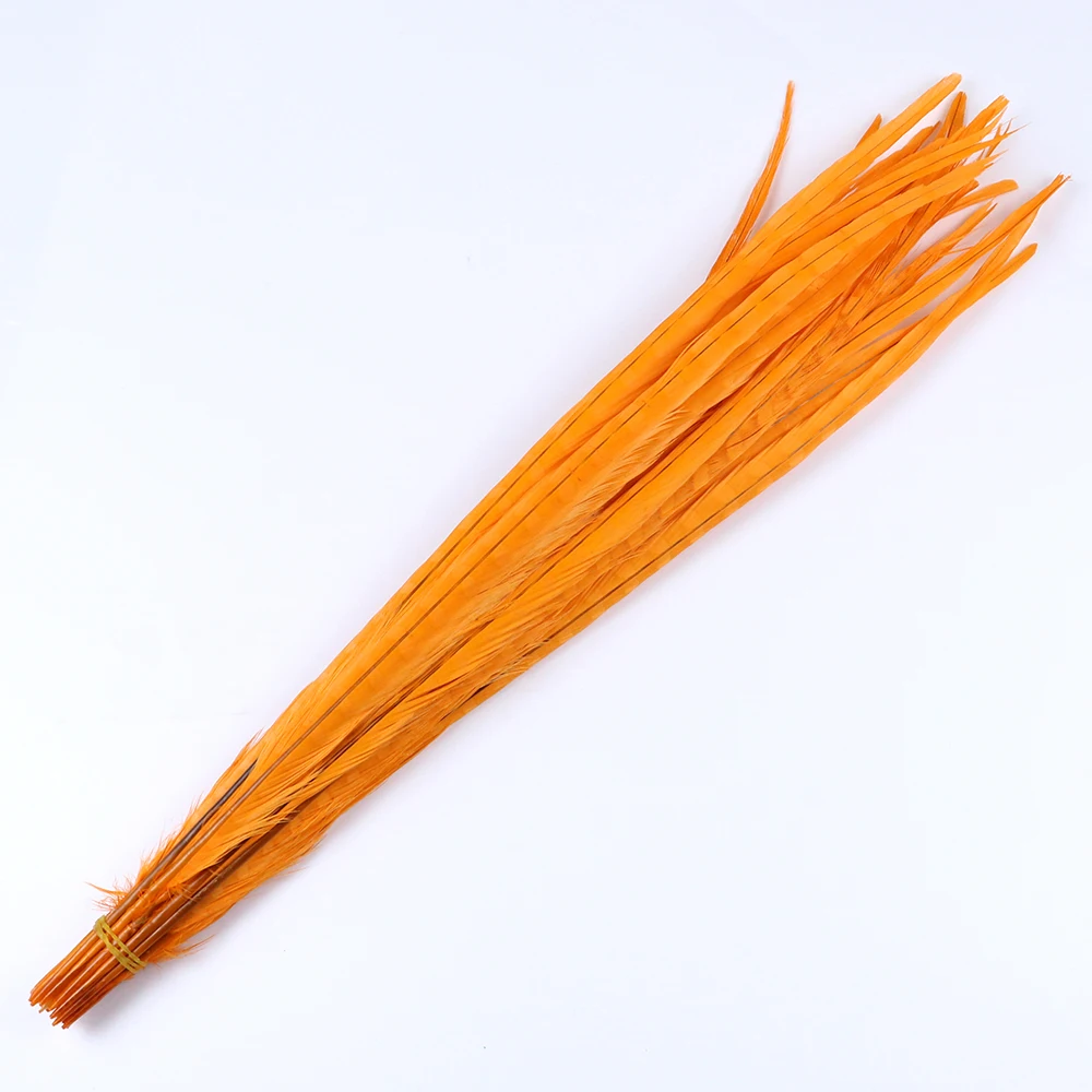 orange 20-22 дюймов окрашенные Ringneck перо из хвоста фазана Куриные перья для карнавала вечерние украшение для головного убора шлейф - Цвет: orange