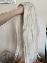 KooKaStyle-Peluca de cabello sintético para dama, cabellera artificial larga y Lisa, de fibra resistente al calor, color rubio/blanco