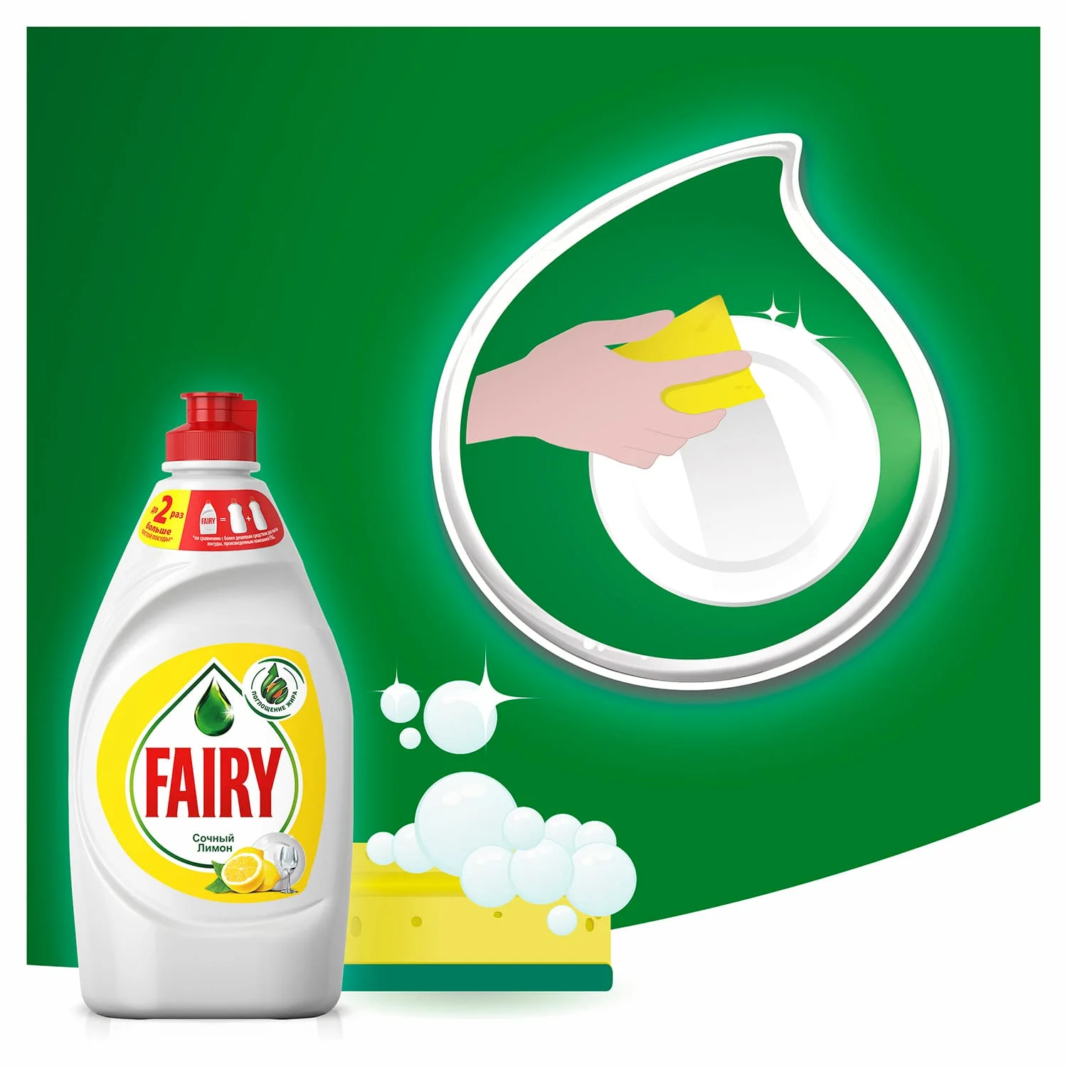 Средство для мытья посуды Fairy Сочный лимон 900 мл