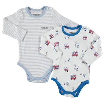 

ebebek HelloBaby Printed Interlock Long Sleeve Snaps Neck Bodysuits 2 pcs