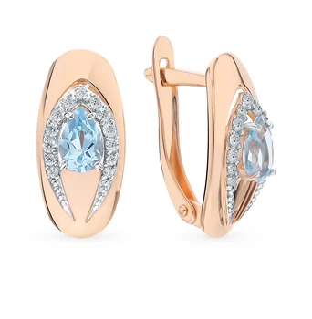 

Gold earrings with Topaz and cubic zirconia sunlight sample 585