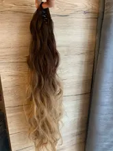 Coleta de colores degradados sintética para mujer, extensiones de cabello con Clip, estilo rizado ondulado, cola de poni, peinado azul y rosa