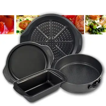 

4 containers for oven nonstick, pizzas 29 cm, pimiento 30 cm, cakes detachable 24 cm, roasts 29 cm | Carbon steel