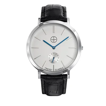 

Trendy Classic-1029-men watch analog-round metal case leather wrist-Quartz movement A small second