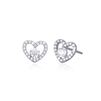

Mabina Silver Heart and zircon Earrings-563178