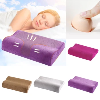 

Adults Neck-Protecting Memory Foam Pillow With Solid Velvet Pillowcase For Bedroom Office