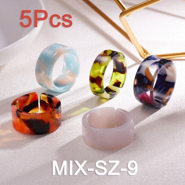 Transparent Acrylic Resin Rings for Women Korean Style Summer Sweet Cute Geometric Round Open Ring Wedding Jewelry Gift